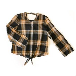 MADEWELL Plaid Tie Front Blouse